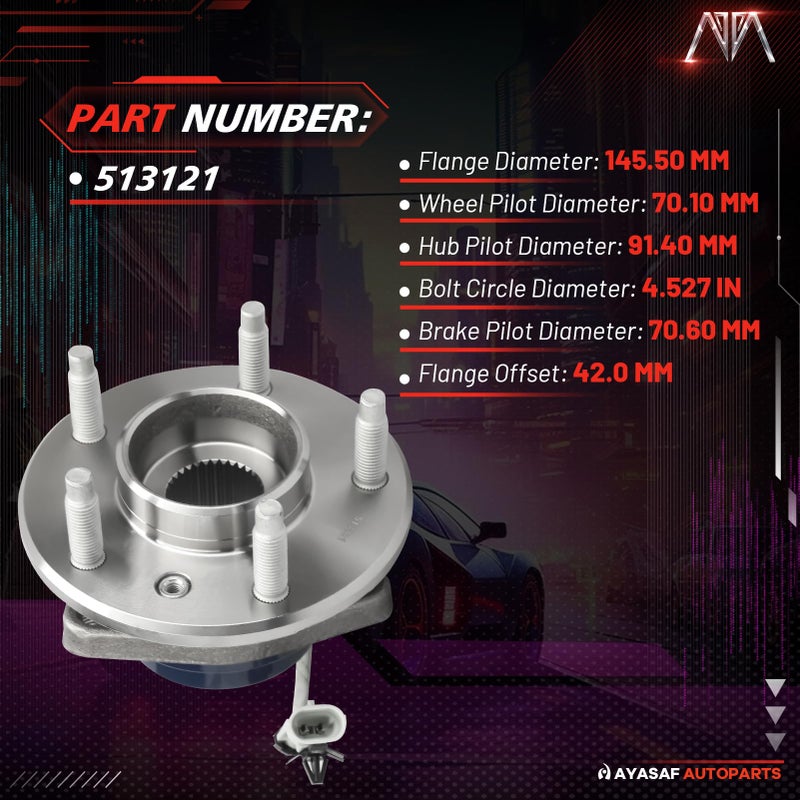 MAYASAF 513121 Front Wheel Hub Bearing Assembly for Chevy Impala/Venture/Monte Carlo, for Buick Century/Rendezvous/Terraza, for Cadillac DeVille/DTS, for Pontiac Grand Prix Olds Aurora - Image 3